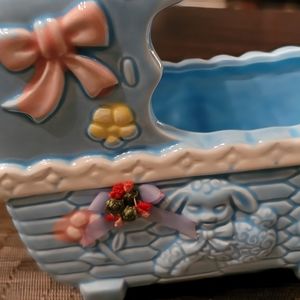 Vintage Ceramic Lefton Baby Buggy Planter